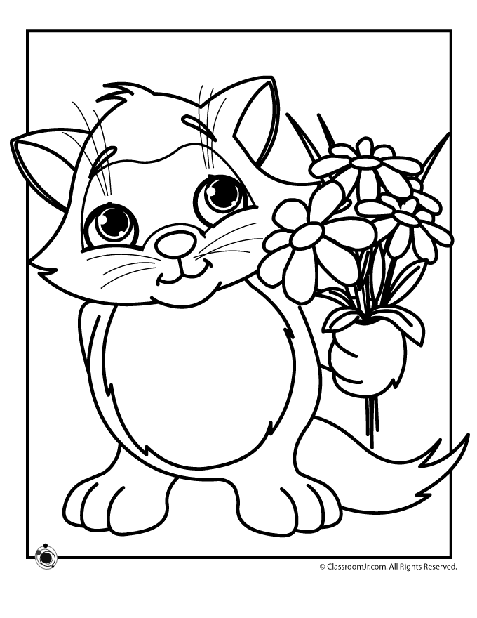 spring coloring pages kitten page classroom jr