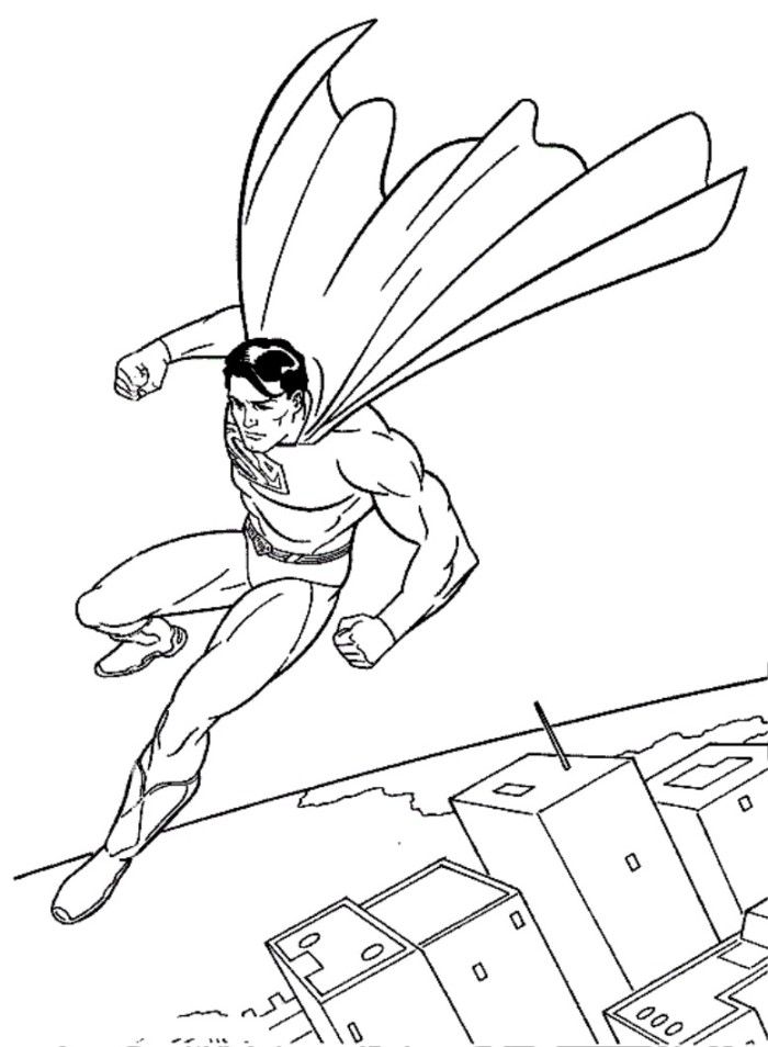Superman Flying With a Car Coloring Page - Superheroes Coloring