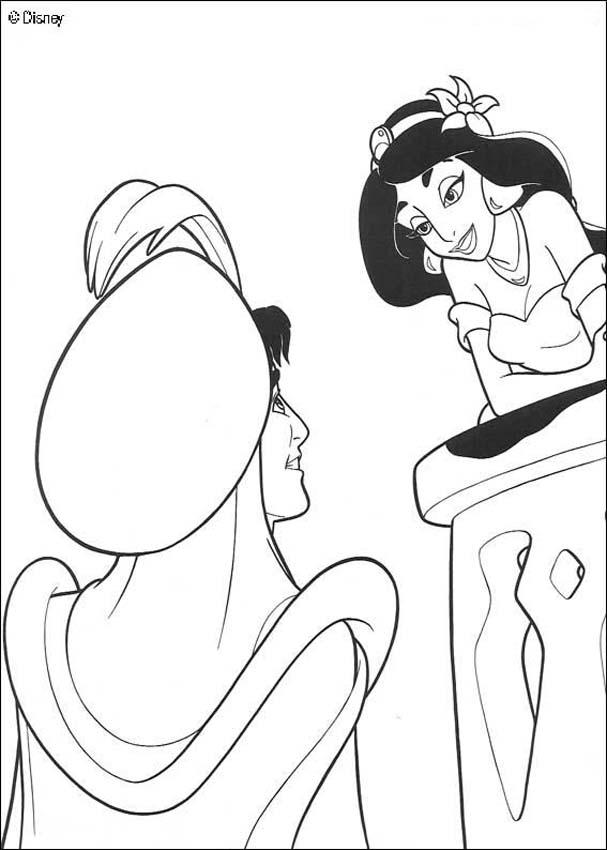 Aladdin coloring pages - Princess Jasmine and Prince Ali