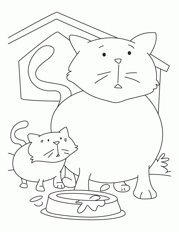 Kitten with mother cat coloring pages | Download Free Kitten with