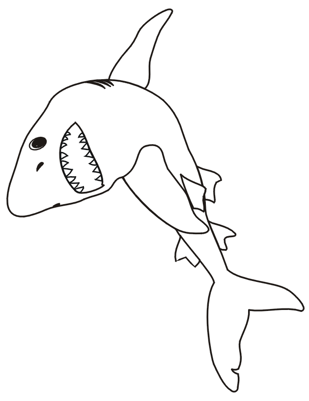 Shark Coloring Page | Shark With Jaws Open