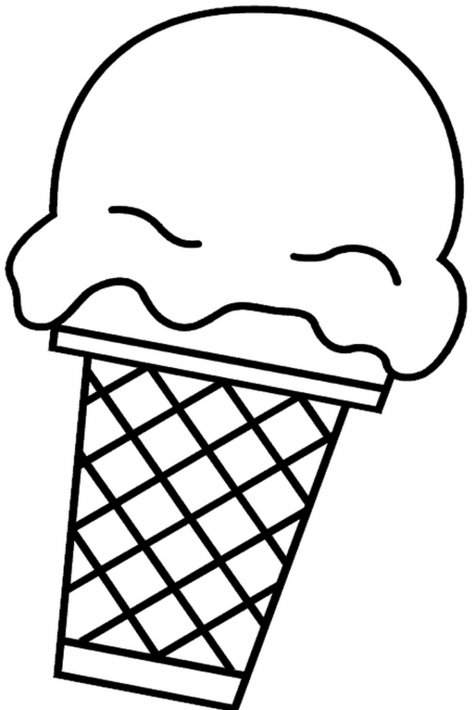 Sweet ice cream cone – easy coloring page for kids | Easy Coloring