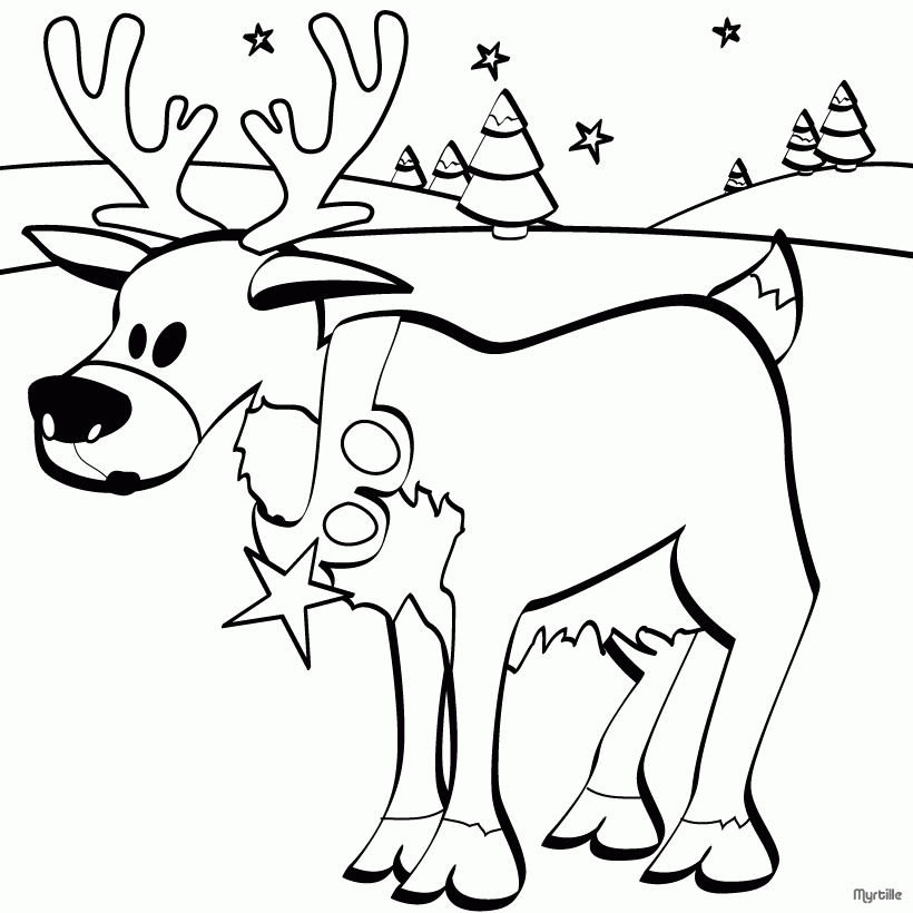 Christmas reindeer coloring page Printable : Coloring Kids – Free