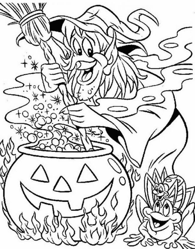 halloween witch making magic potion fcrhb coloring
