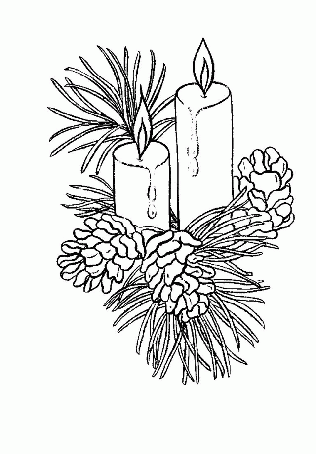 See The Beautiful Christmas Candles Coloring Page | Laptopezine.