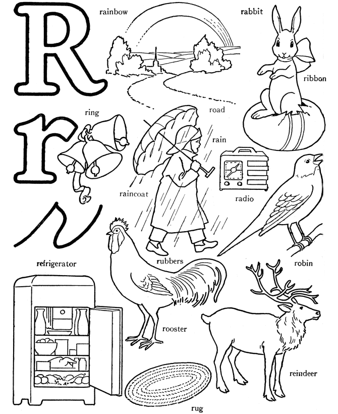 ABC Words Coloring Pages – Letter R – Rainbow | Free Coloring Pages
