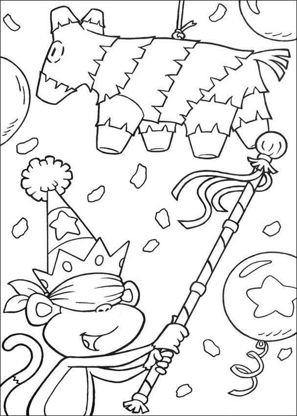 DORA THE EXPLORER coloring pages - Birthday party