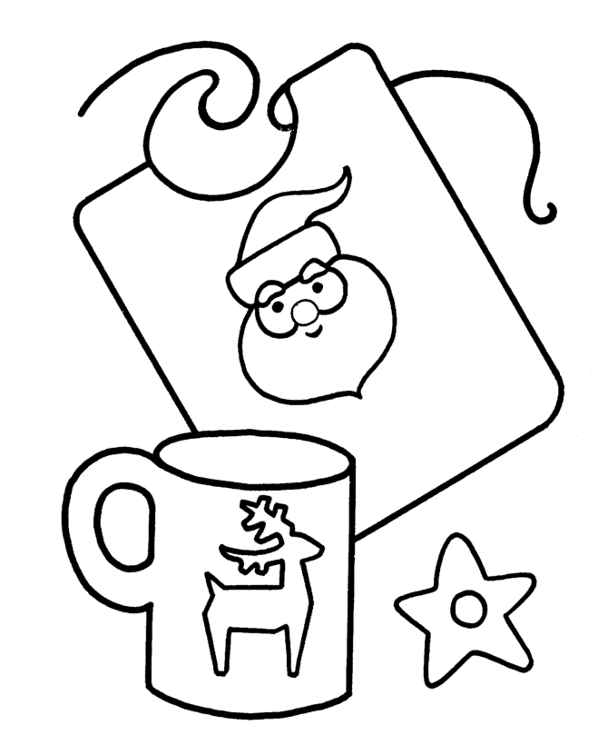 christmas coloring pages cup and bib presents