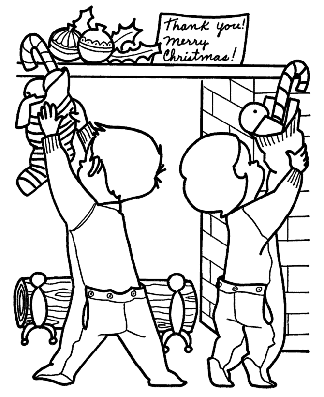 Christmas Morning Coloring Pages - Christmas Stocking Coloring