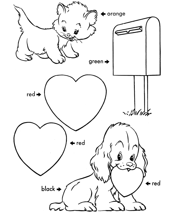 valentines day cards coloring pages color the objects