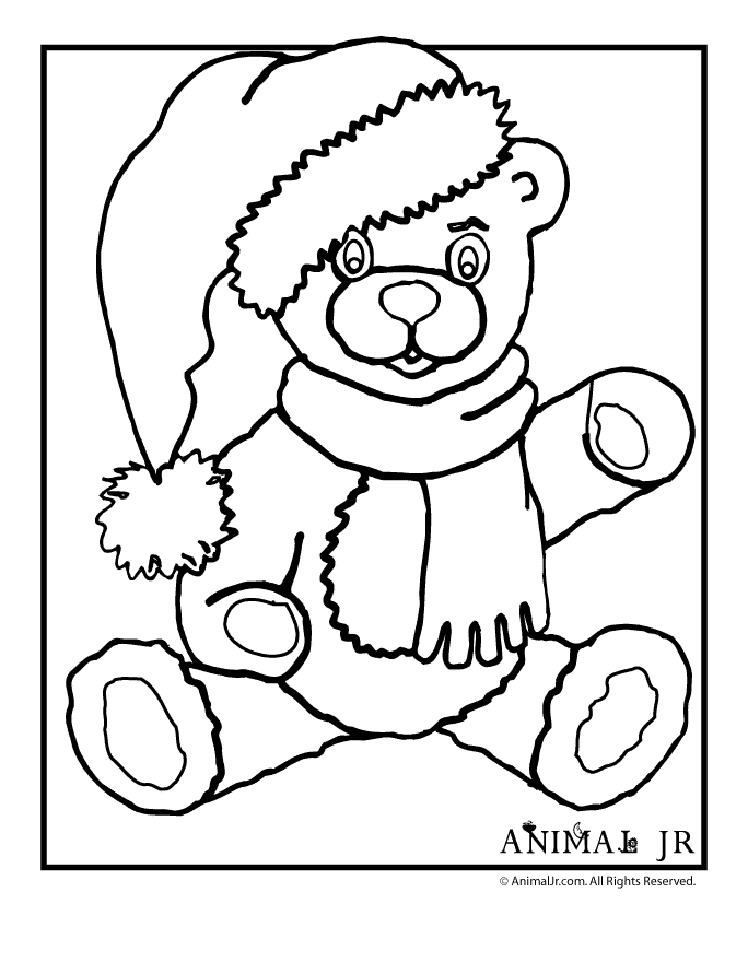 Christmas Teddy Bear Coloring Page | Animal Jr.