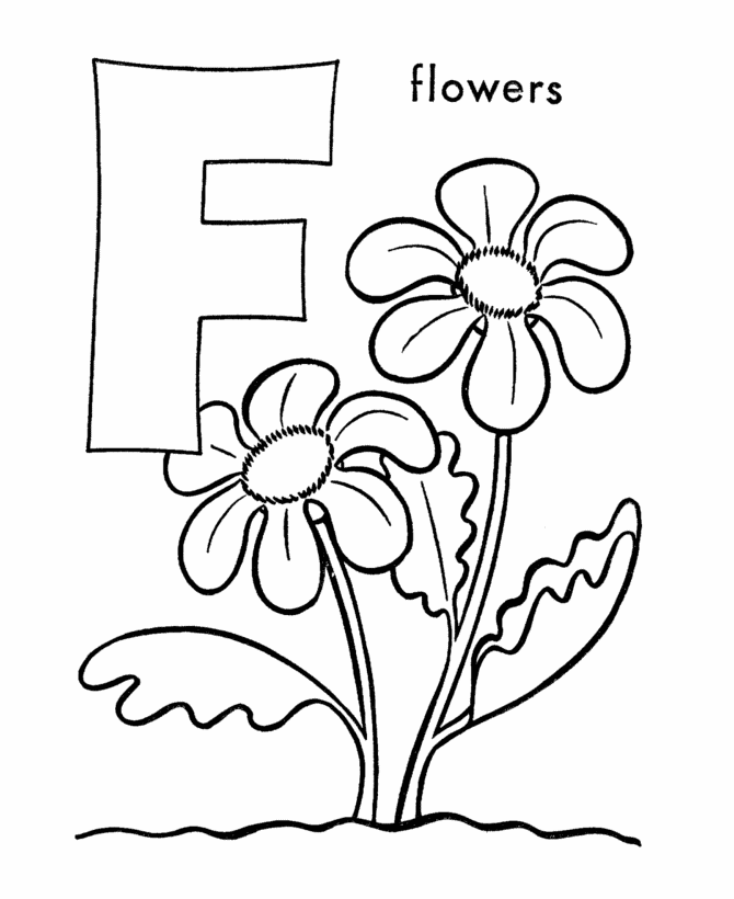 ABC Alphabet Coloring Sheet - F is for Flowers | HonkingDonkey