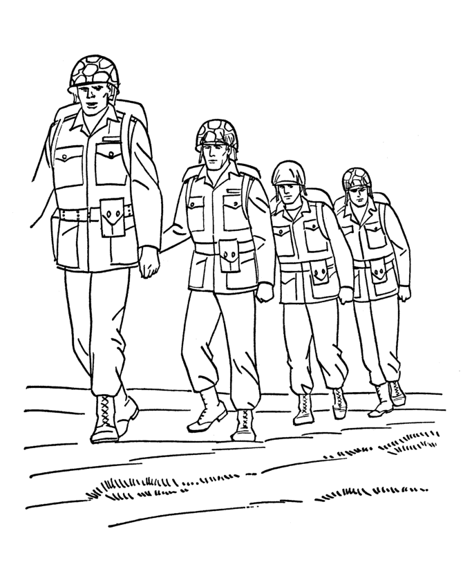 Armed Forces Day Coloring Pages | US Marines on patrol coloring ...