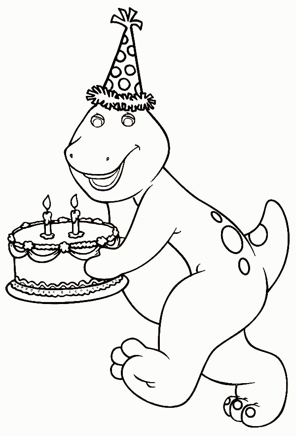 Barney Birthday Cake Coloring Pages: Barney Birthday Cake Coloring ...