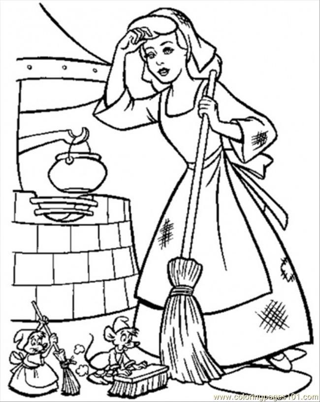 Cinderella Must Keep Her House Clean Coloring Page - Free Cinderella Coloring  Pages : ColoringPages101.com