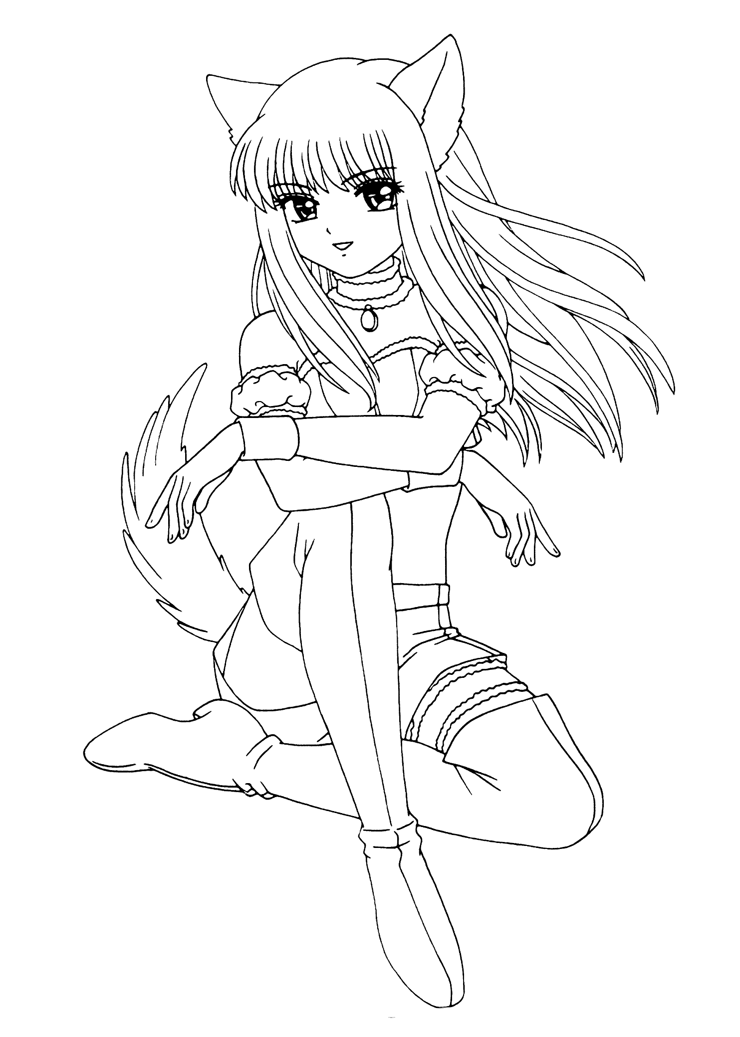 Anime Cat Girl Coloring Pages To Print - Coloring Pages For All Ages