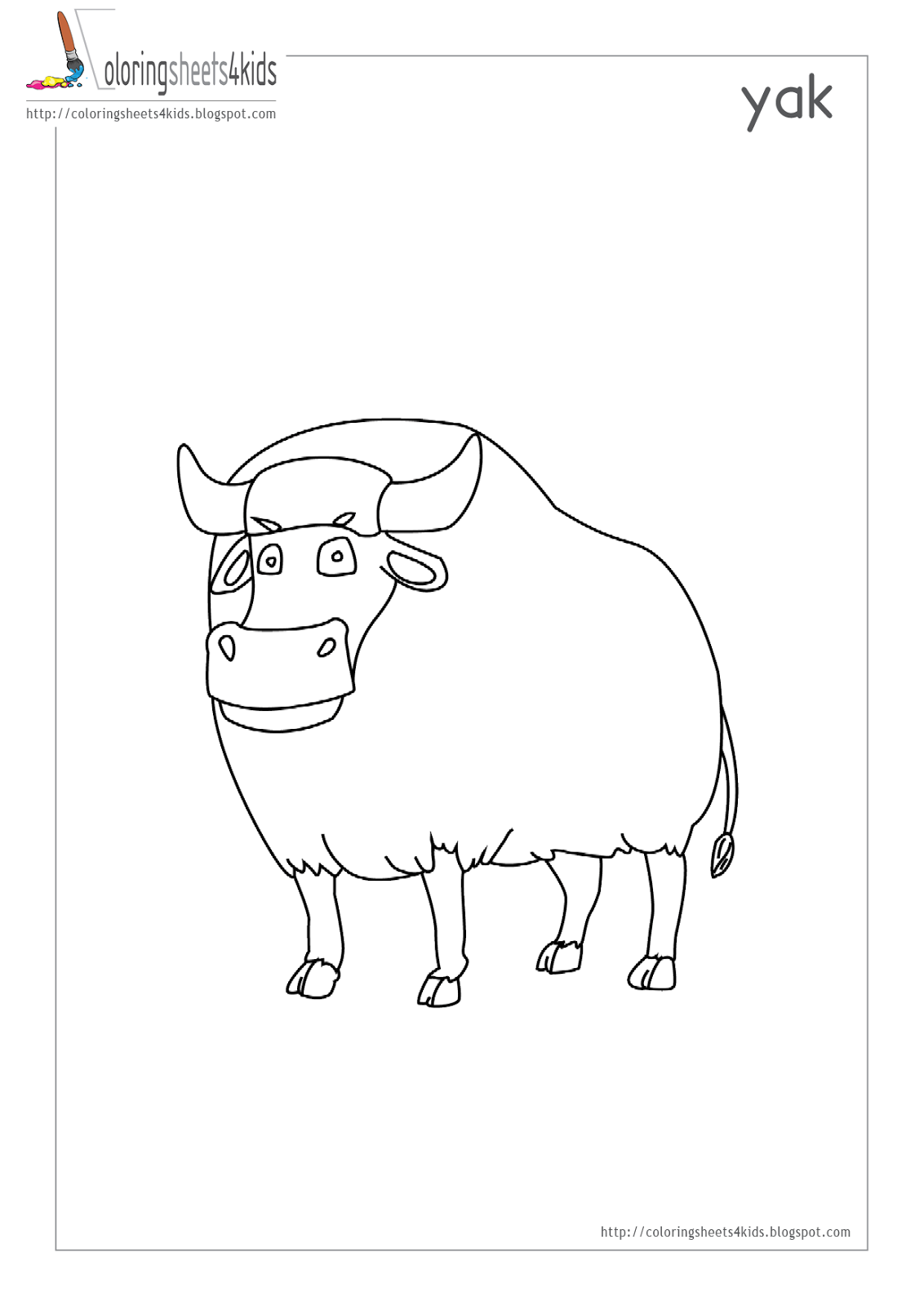 Coloring Pages for Kids: Yak coloring page