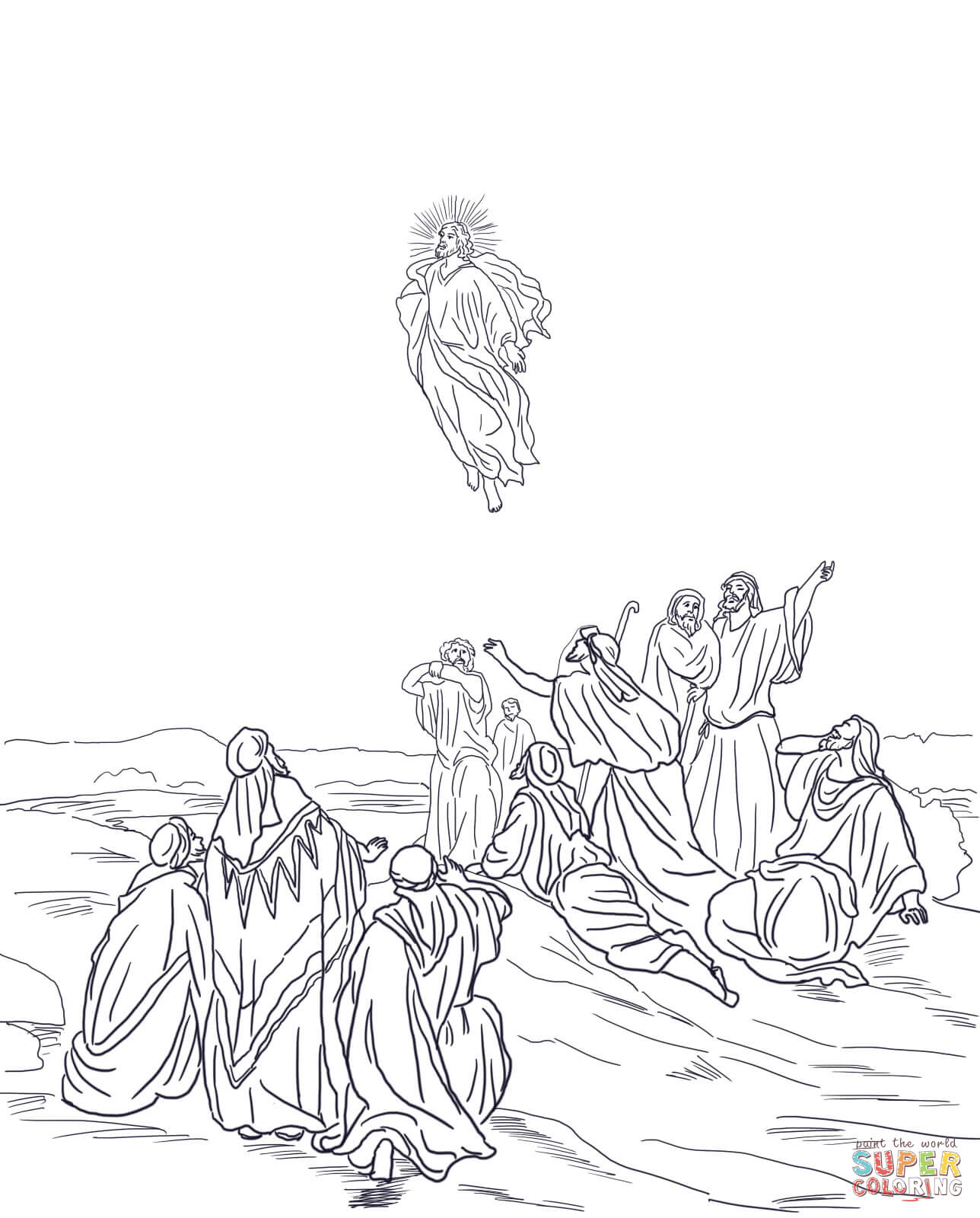 Jesus Ascension Into Heaven coloring page | Free Printable ...