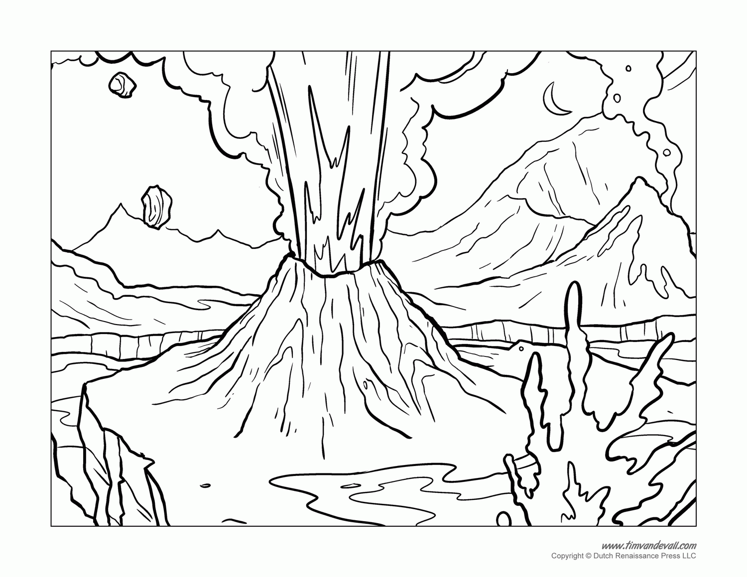 Volcano coloring page