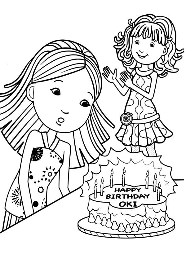 Groovy Girl Blow Birthday Cake Candles Coloring Pages - Free ...