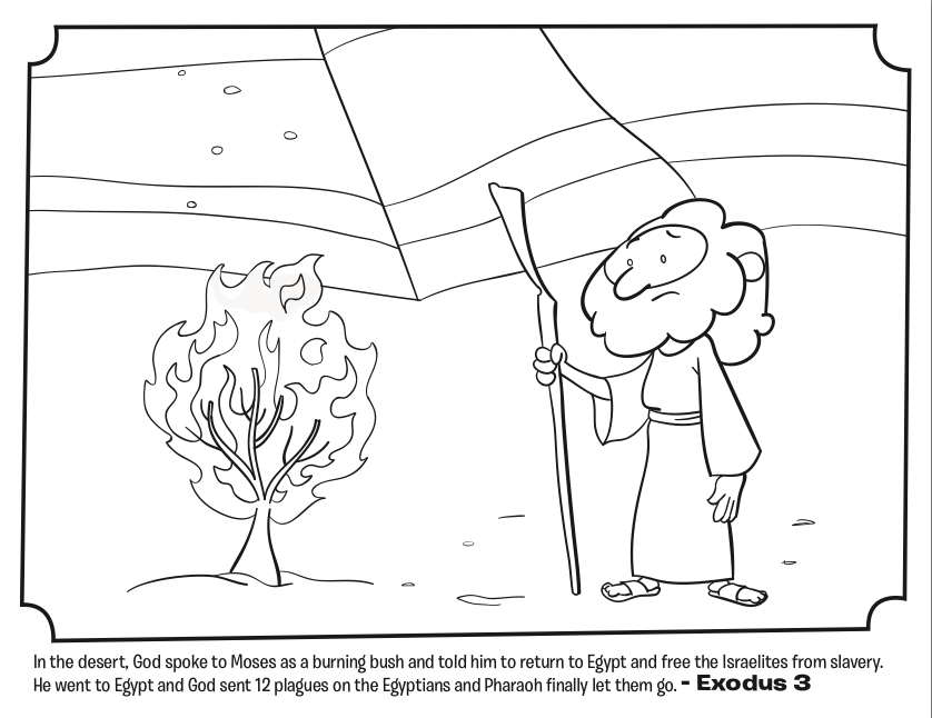 Bible Coloring Pages Moses Burning Bush
