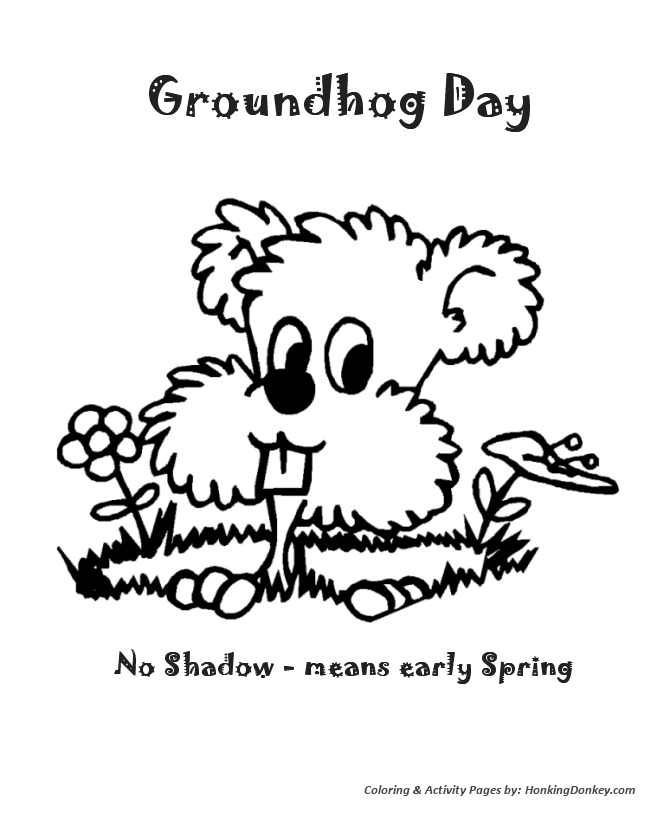 Groundhog Day Coloring Pages - No Shadow means early Spring