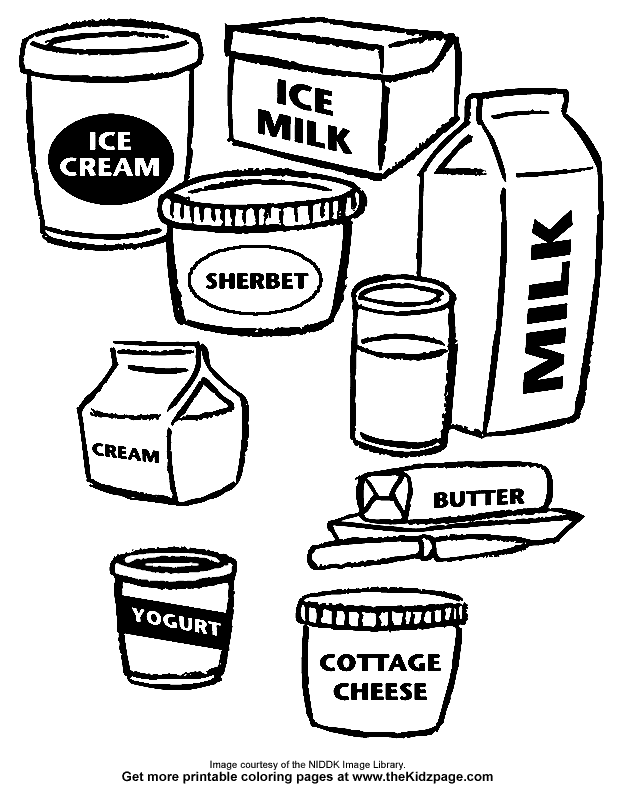 Dairy Products Free Coloring Pages for Kids - Printable Colouring ...