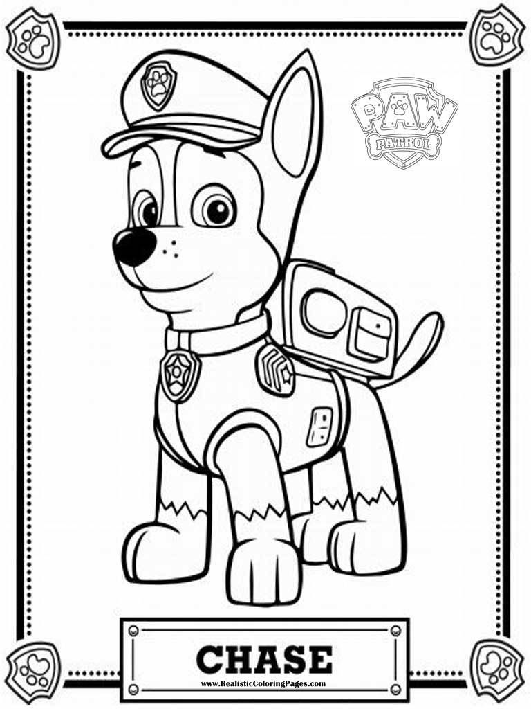 Paw Patrol Coloring Pages Chase | Realistic Coloring Pages
