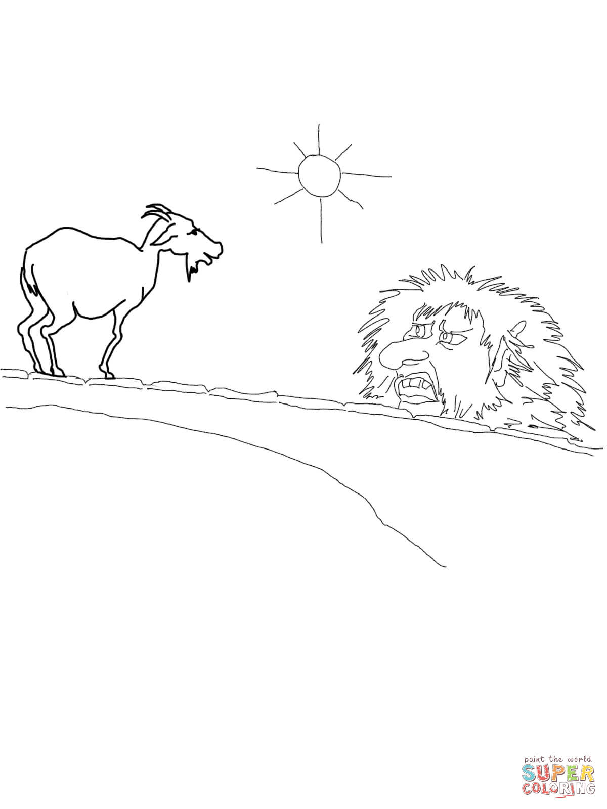 The Middle Billy Goat Speaks to the Troll coloring page | Free ...