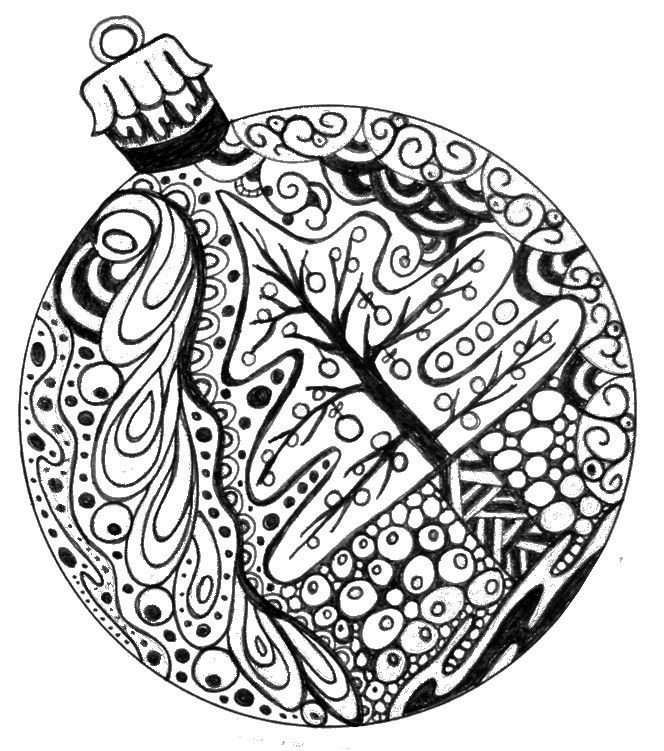 Detailed Christmas Ornament - Adult Coloring Pages Christmas