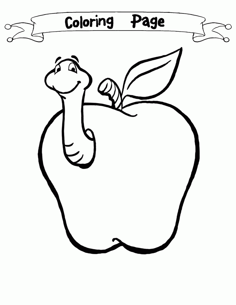 9 Pics of Apple Worm Coloring Page - Apple with Worm Coloring Page ...