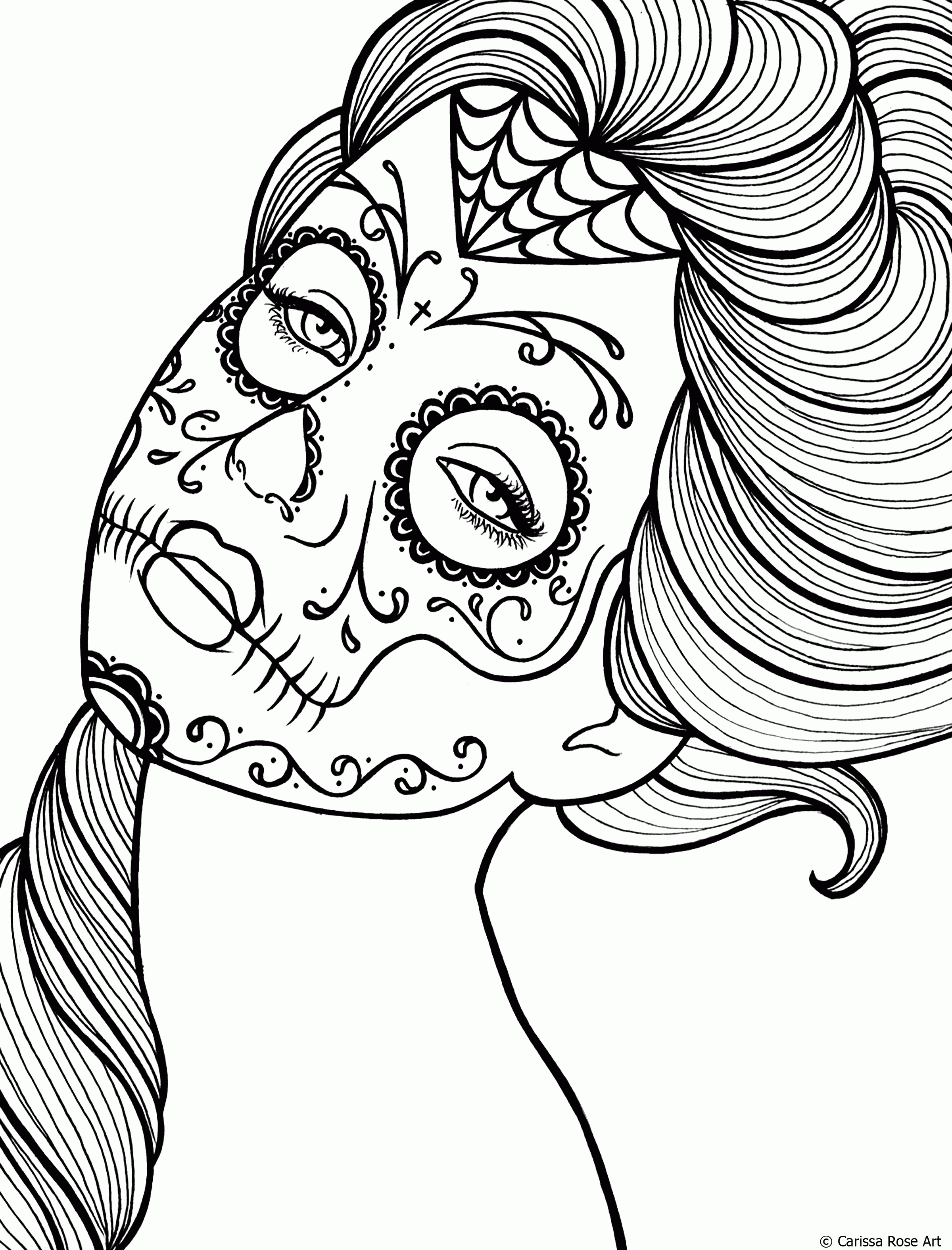10 Pics of Day Of The Dead Girl Skull Coloring Pages - Day of the ...