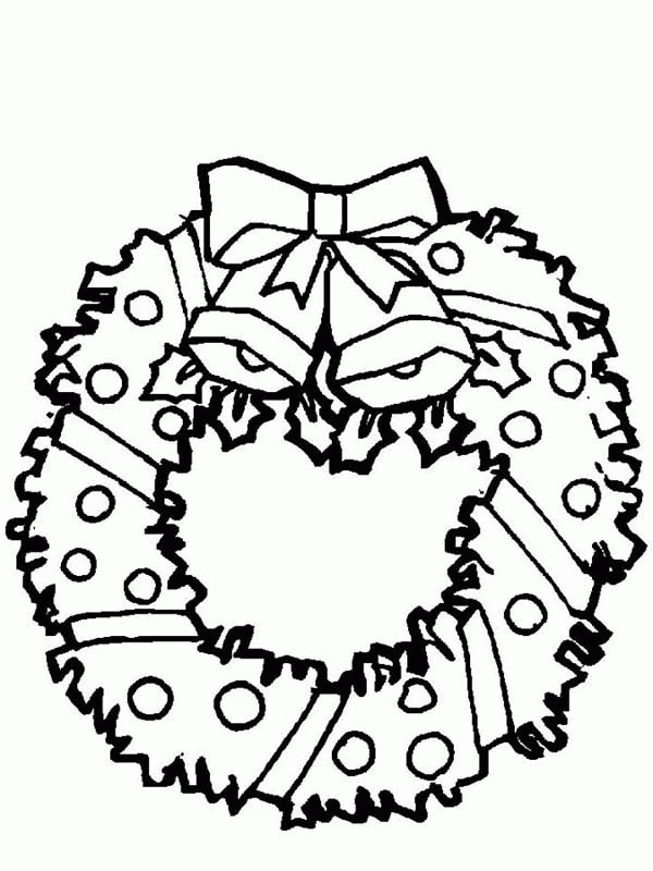 Christmas Bells on Christmas Wreath Coloring Pages | Coloring Sun
