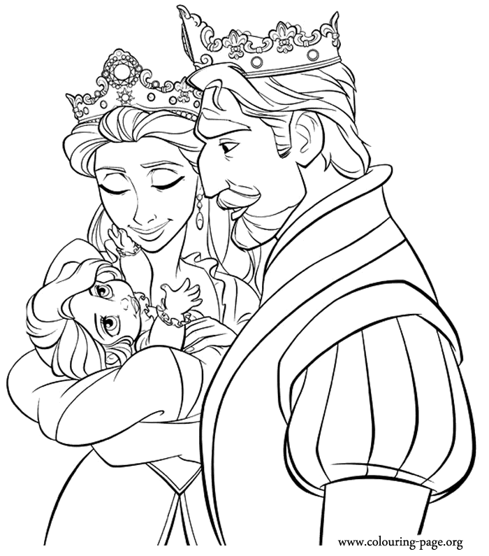 Tangled - King, Queen and baby Rapunzel coloring page