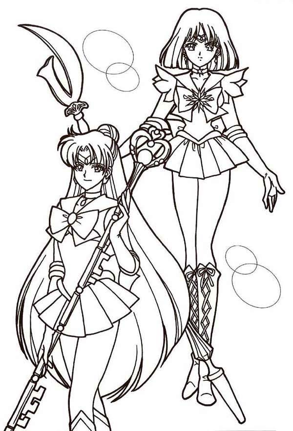 Sailor Mercury and Sailor Mars in Sailor Moon Coloring Page ...