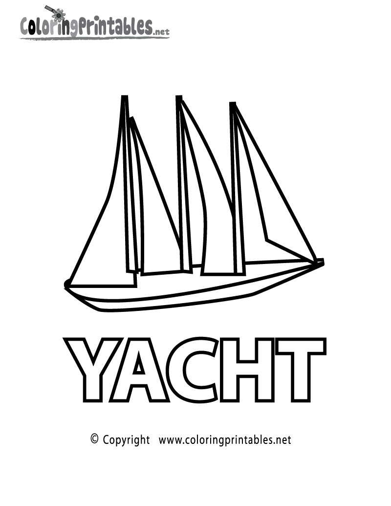 Yacht Coloring Page - A Free Educational Coloring Printable