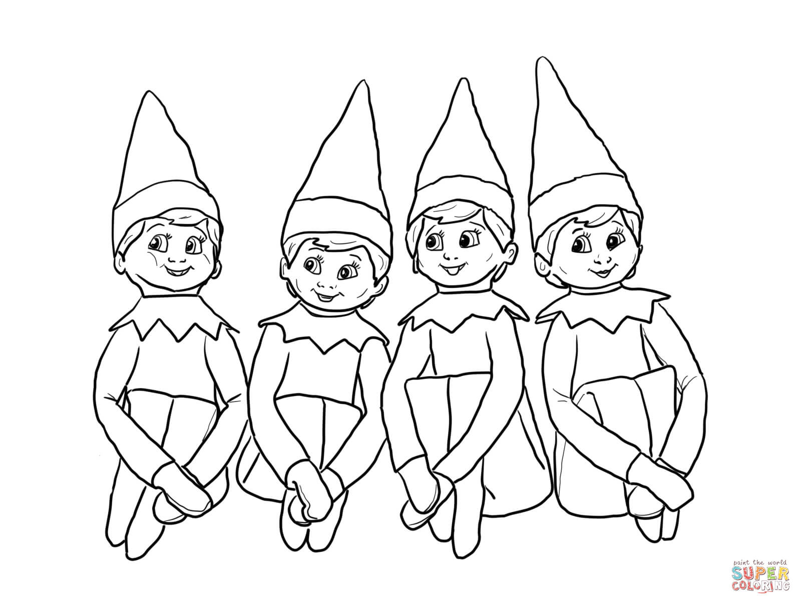 Elves on the Shelf coloring page | Free Printable Coloring Pages