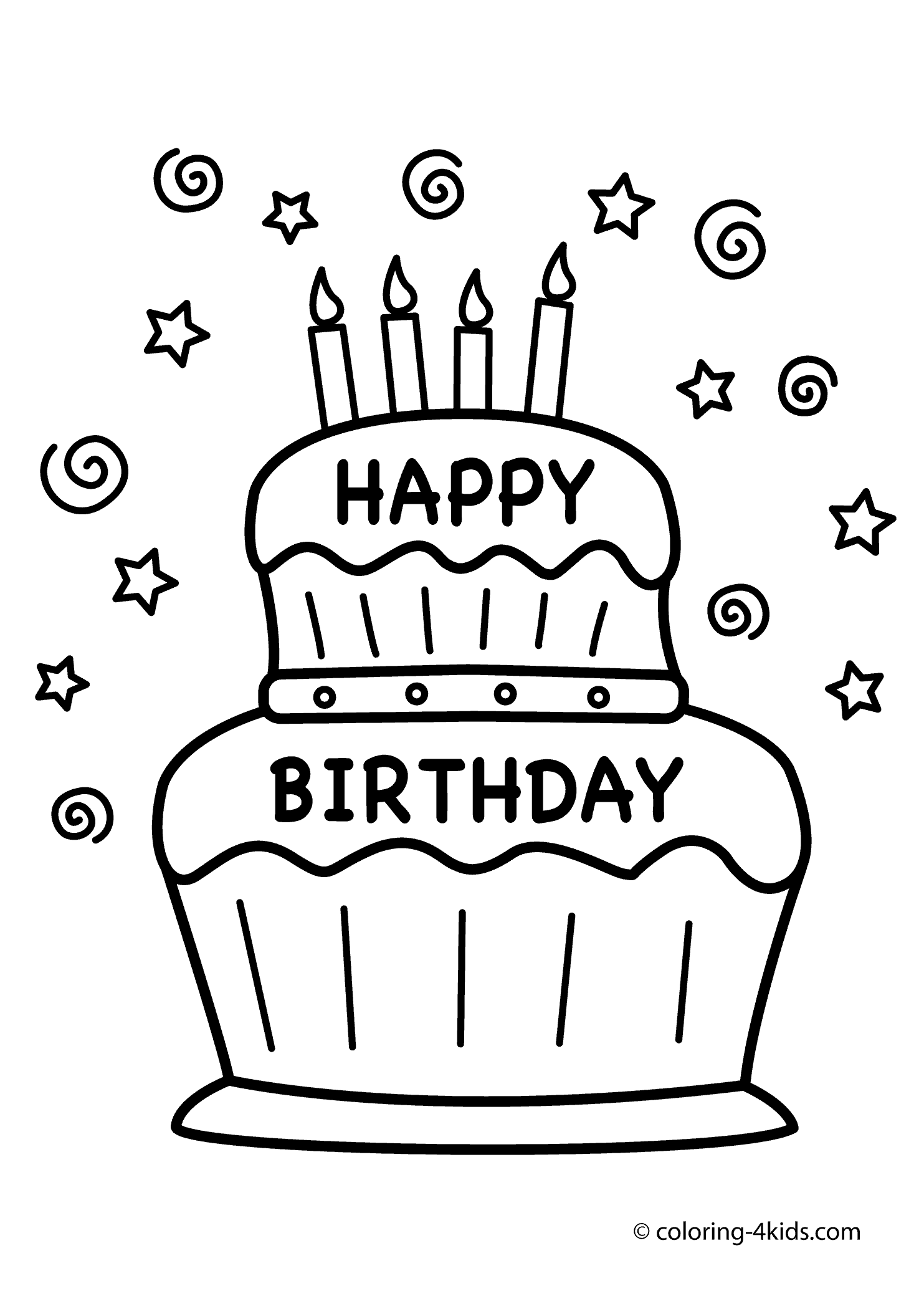birthday cakes coloring pages - High Quality Coloring Pages