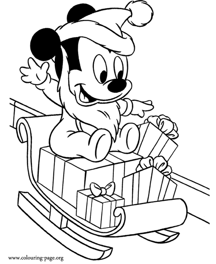 Mickey Mouse - Baby Mickey as Santa Claus coloring page