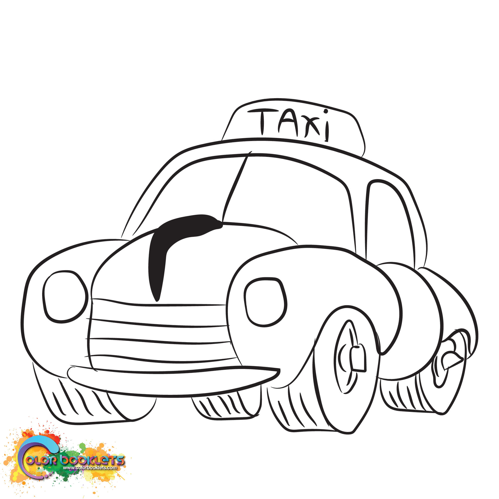Colorbooklets | Cartoon Taxi Coloring page