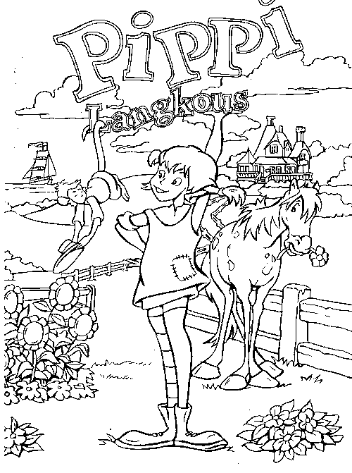 Pippi Longstocking Coloring Page