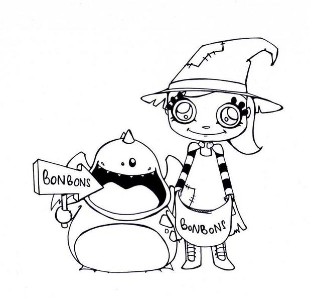 Halloween candies coloring pages - Hellokids.com