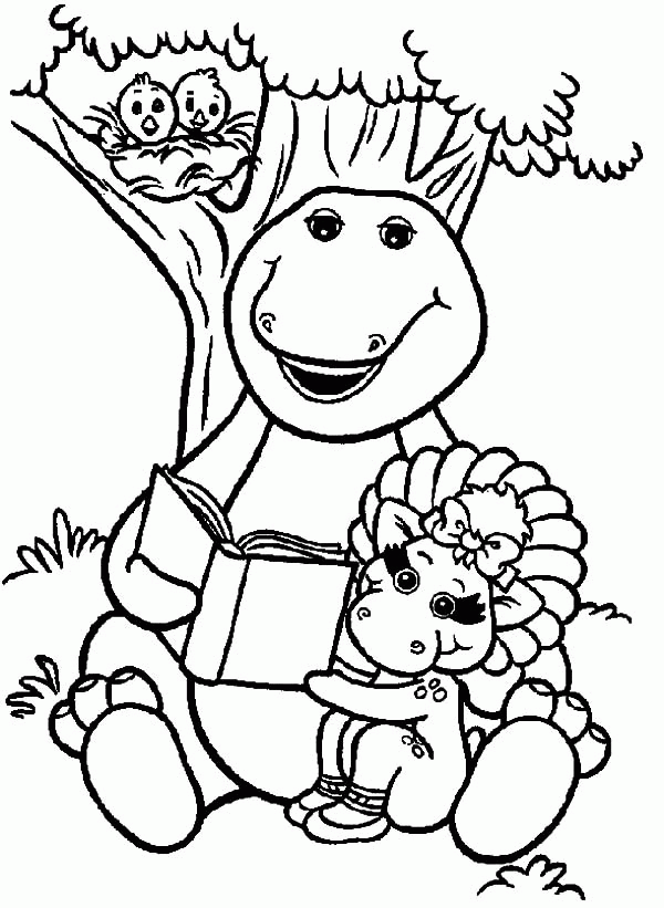 Barney Read a Book for Baby Bop Coloring Pages | Best Place to Color