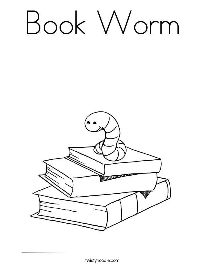 Book Worm Coloring Page - Twisty Noodle