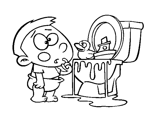 Boy in the toilet coloring page - Coloringcrew.com
