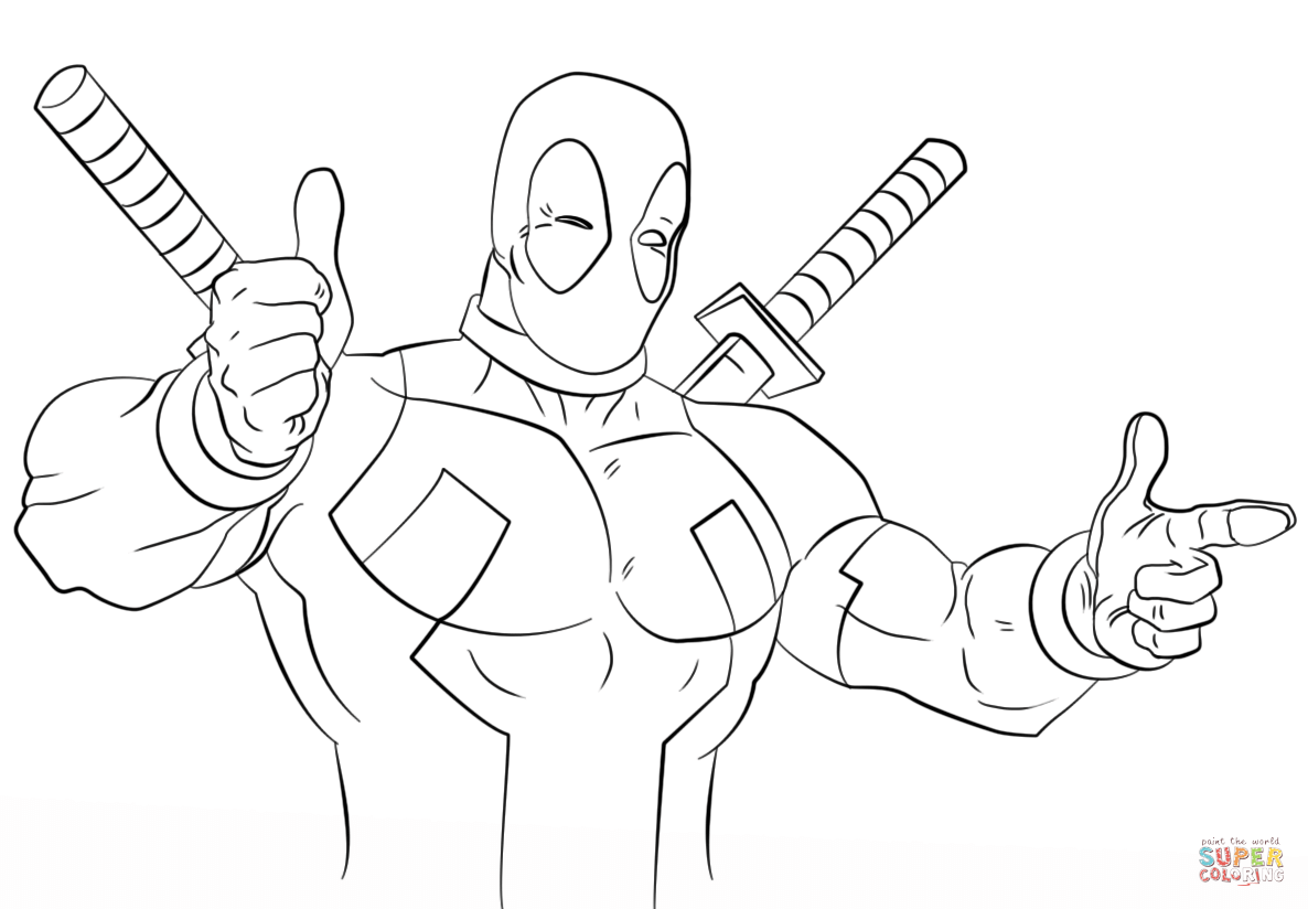 Cartoon Deadpool coloring page | Free Printable Coloring Pages