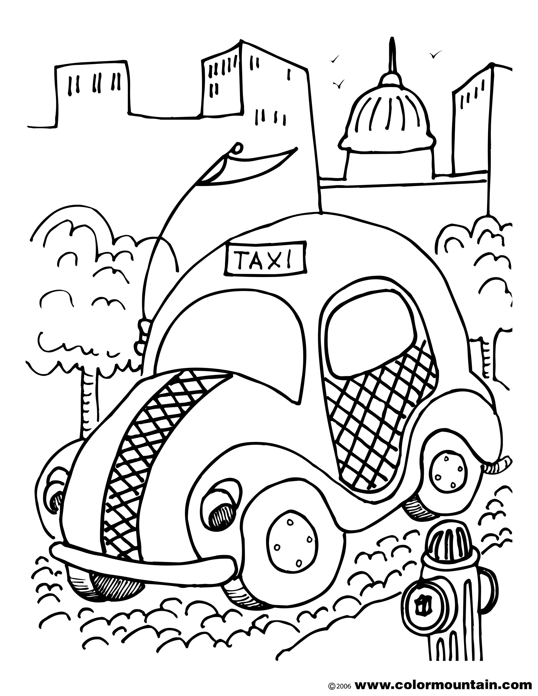 Free Taxi Coloring Sheet - Create A Printout Or Activity