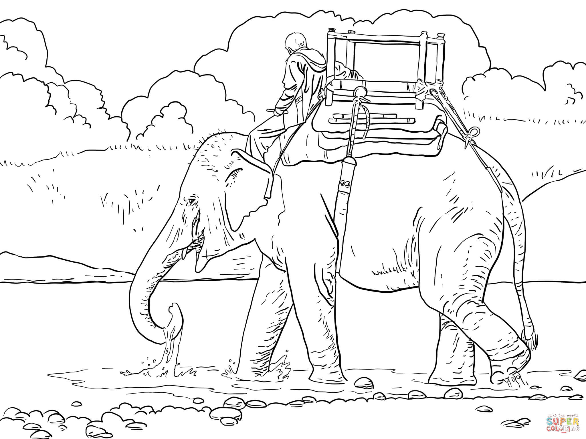 Cute Indian Elephant coloring page | Free Printable Coloring Pages