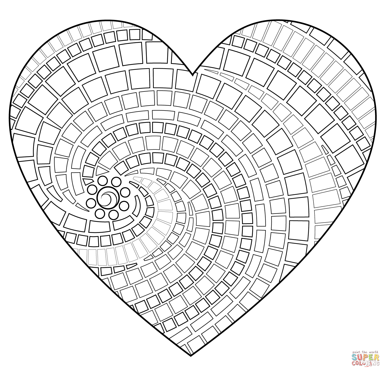 Heart Mosaic coloring page | Free Printable Coloring Pages