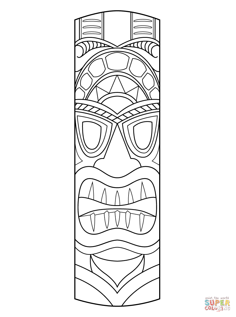 Tiki Tribal Pole coloring page | Free Printable Coloring Pages